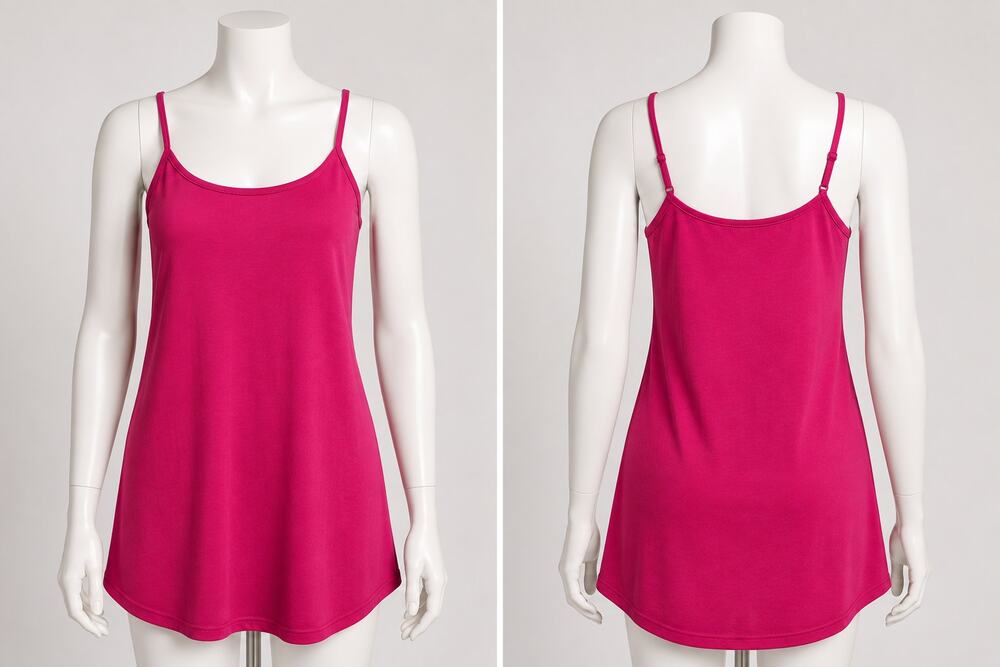 Active Basic Women’s Hot Pink Cami Slip Dress Size M Cotton Spandex Stretch